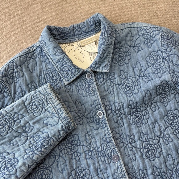 Coldwater Creek Jackets & Blazers - Coldwater Creek Soft Denim Quilted Floral Blue Jacket Woman's Size 3X